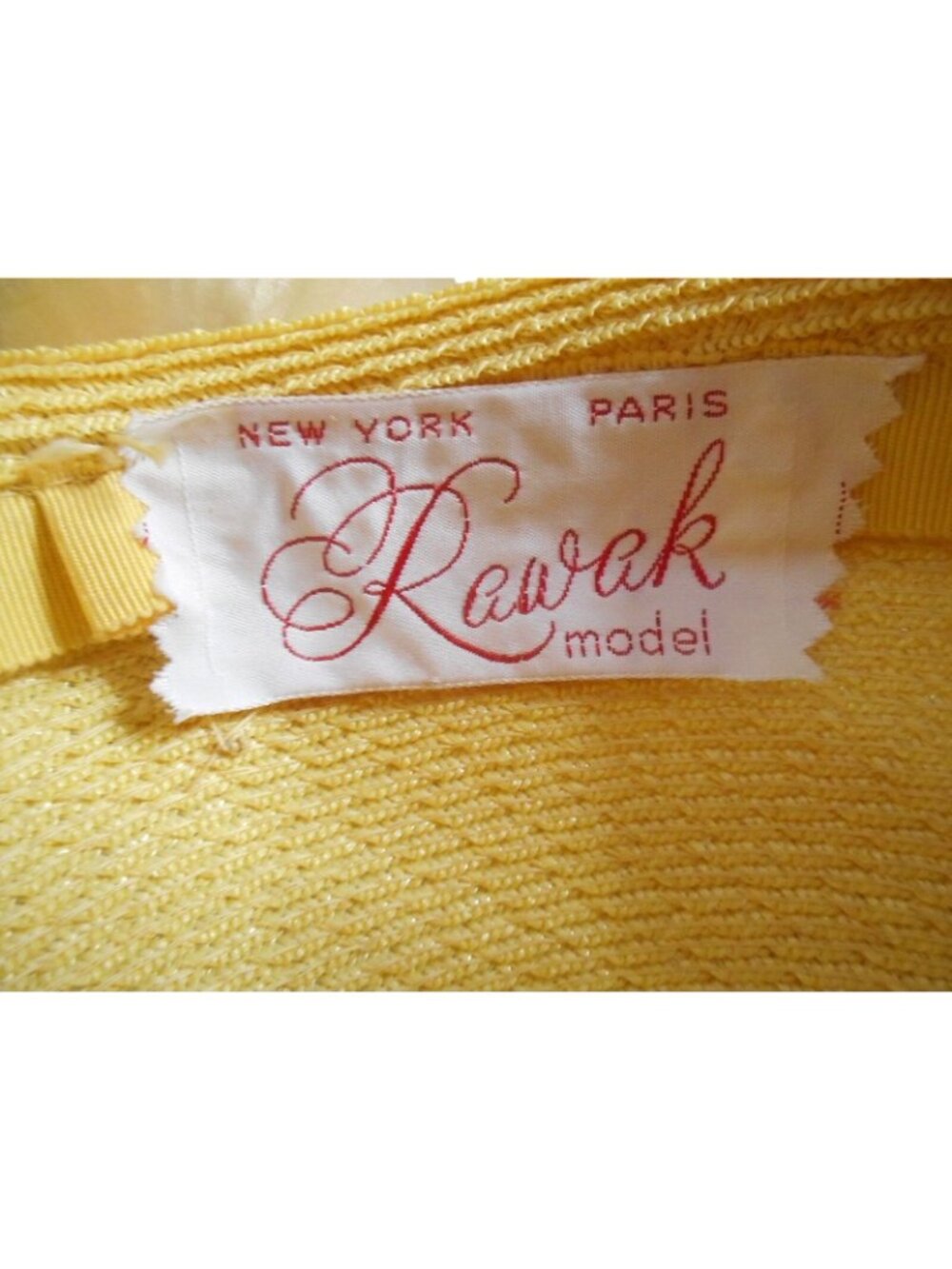 Vintage Women's Calot hat Yellow floral with bow 1960s by Rawak - Picture 7 of 7